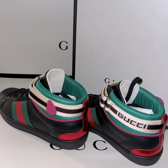GUCCI Stripped Ace High Top Sneakers - Picture 8 of 8